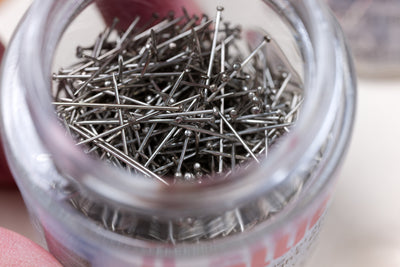 Chrome Brass Straight Pins, Jar of 600