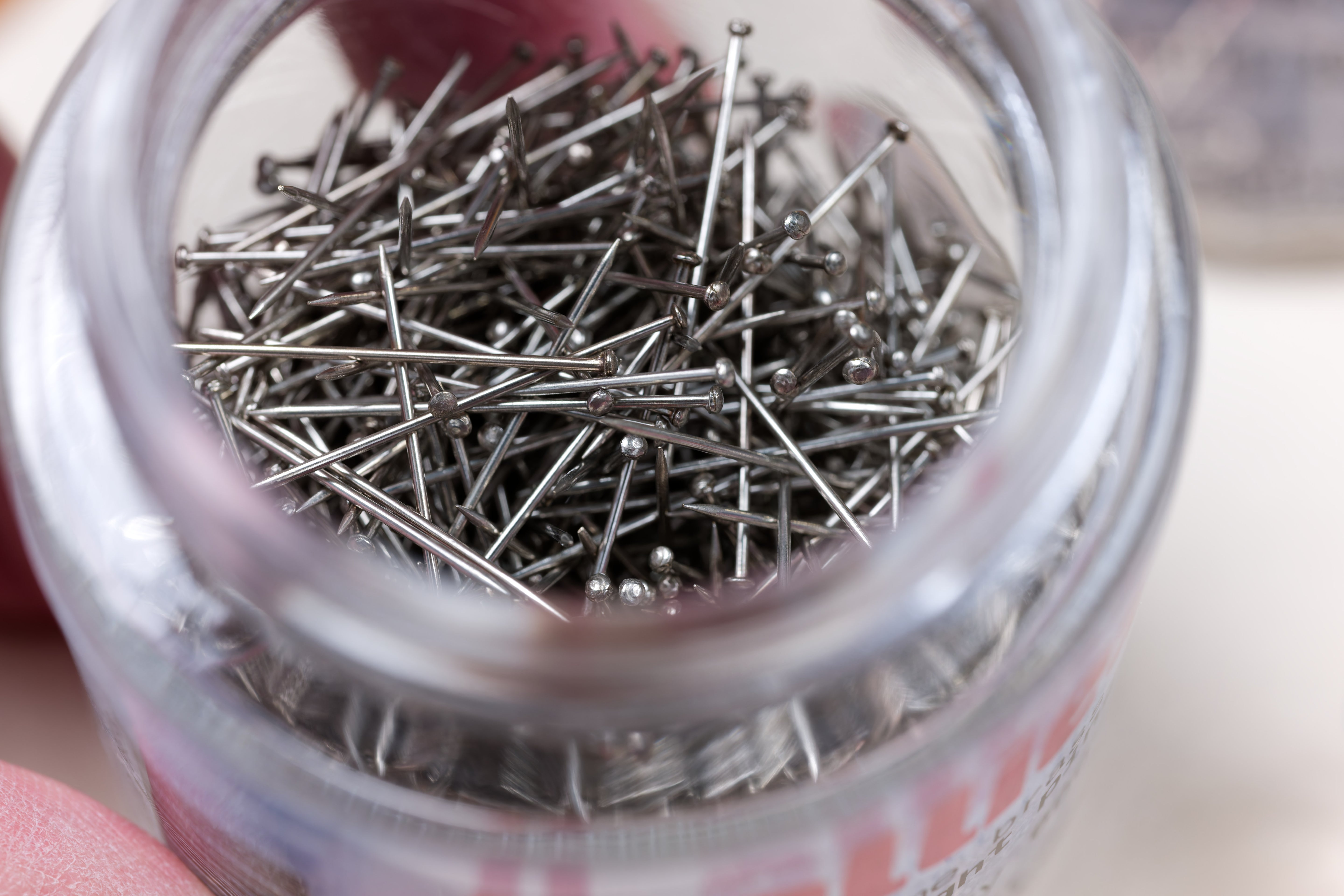 Chrome Brass Straight Pins, Jar of 600