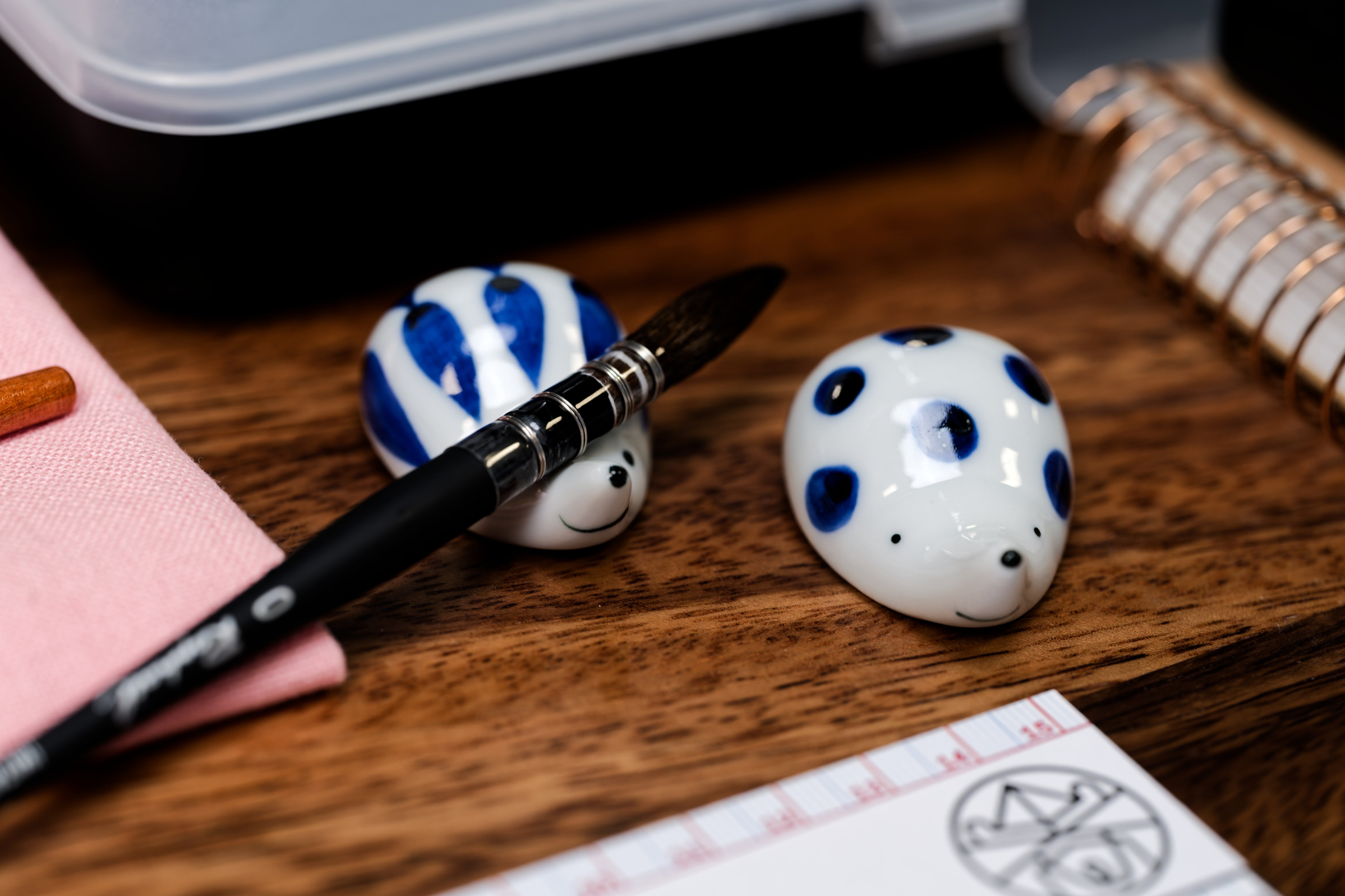 Porcelain Hedgehog Brush Rest (Short Stripes)