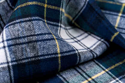 Yarn-Dyed Cotton Flannel, Navy/Green Tartan