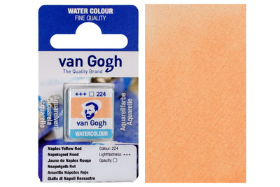 Van Gogh Watercolor Half Pan, #224 Naples Yellow Red