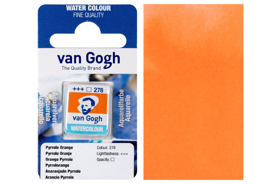 Van Gogh Watercolor Half Pan, #278 Pyrrole Orange