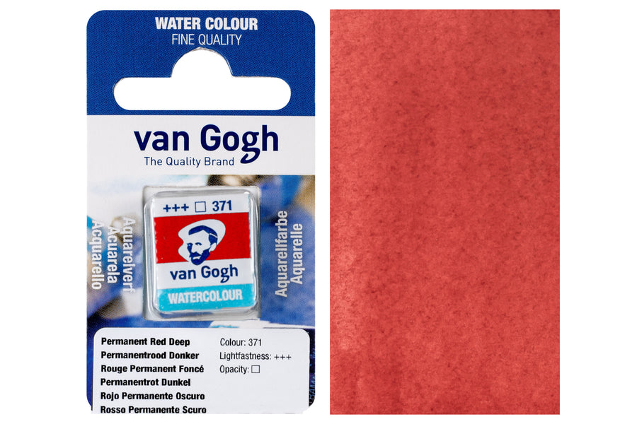 Van Gogh Watercolor Half Pan, #371 Permanent Red Deep