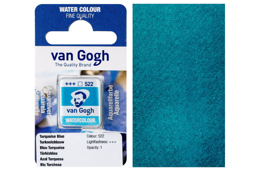 Van Gogh Watercolor Half Pan, #522 Turquoise Blue