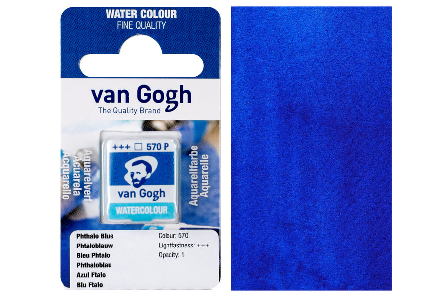 Van Gogh Watercolor Half Pan, #570 Phthalo Blue