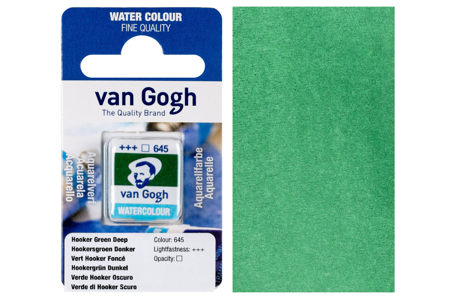 Van Gogh Watercolor Half Pan, #645 Hooker Green Deep