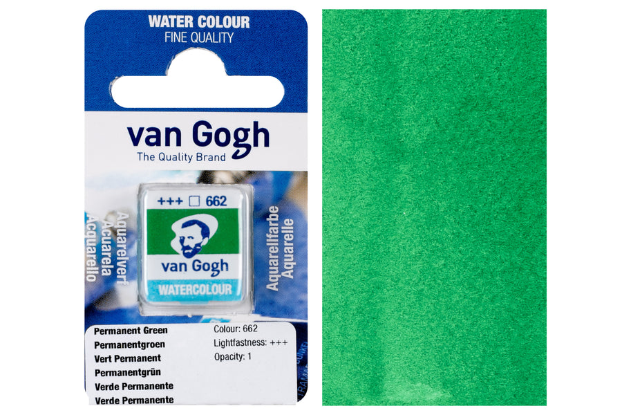 Van Gogh Watercolor Half Pan, #662 Permanent Green