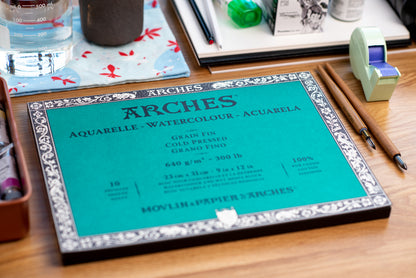 Arches Watercolor Paper Block, Heavyweight Cold Press, 9" x 12"