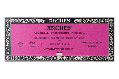 Arches Watercolor Paper Block, Hot Press, 3.9" x 9.8"