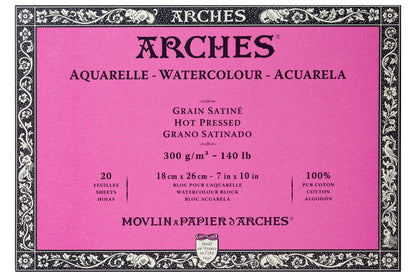 Arches Watercolor Paper Block, Hot Press, 7" x 10"