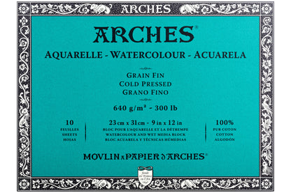 Arches Watercolor Paper Block, Heavyweight Cold Press, 9" x 12"