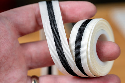 Striped Grosgrain Ribbon, Buff/Black