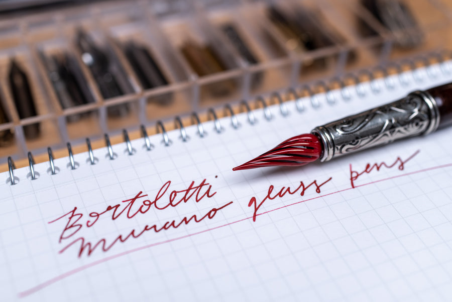 Murano Red Glass Pen Set