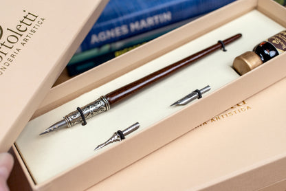 Donato Dip Pen Set, Beech/Bronze, with Vintage Metal Nibs