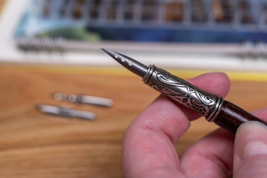 Bortoletti Silver and Glass Murano Dipping Pen Set