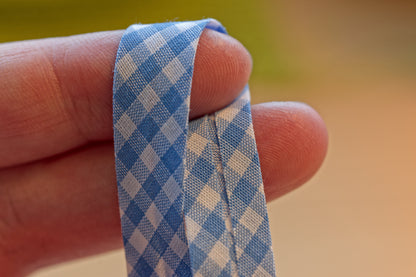 Single-Fold Bias Tape, Blue Gingham