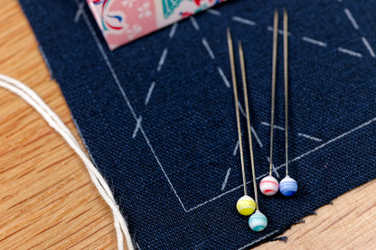 Marbled Glass-Head Pins, Set of 20