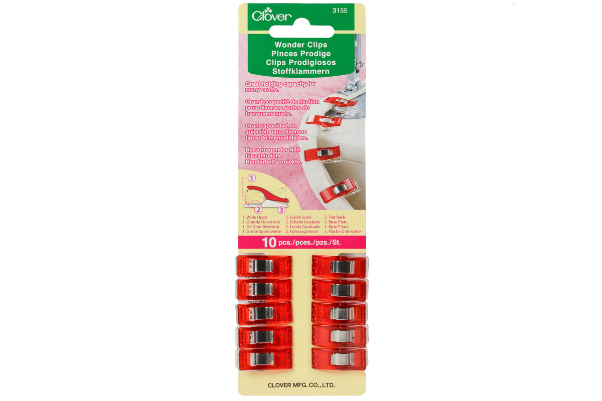 Clips Wonder Clover Lot De 10 - Remplacent Les Épingles - Couture Et Quilt - Vert Fluorescent