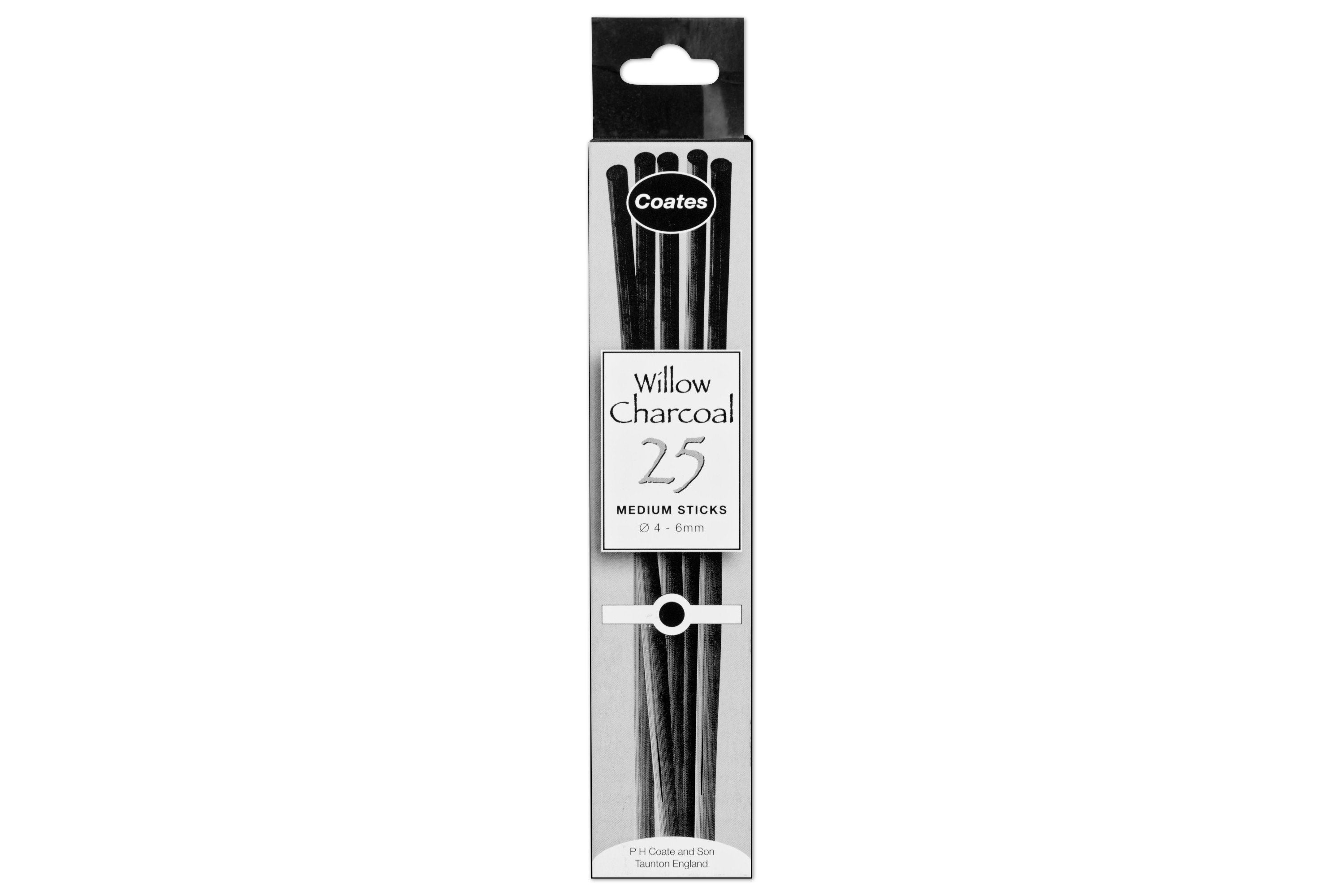 Willow Charcoal, 25 Medium Sticks (⌀4-6 mm)