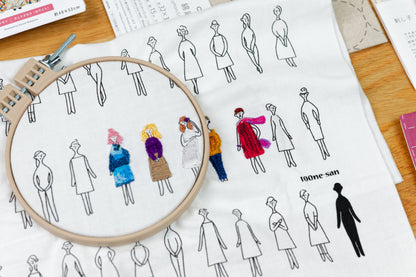 "100 Nee-san" Embroidery Fabric, White