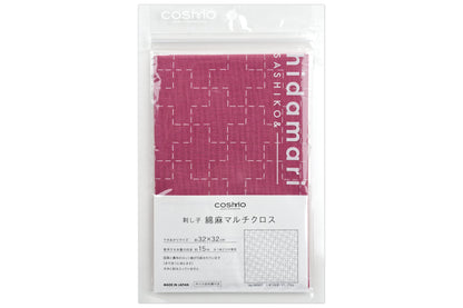 Sashiko Cloth with Disappearing Lines (Faded Red/Plusses)