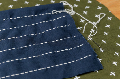 Sashiko Cloth with Disappearing Lines (Flax Beige/Crosses)