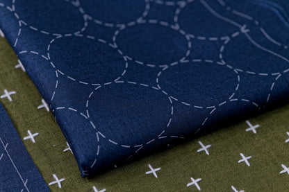 Sashiko Cloth with Disappearing Lines (Green/Crosses)