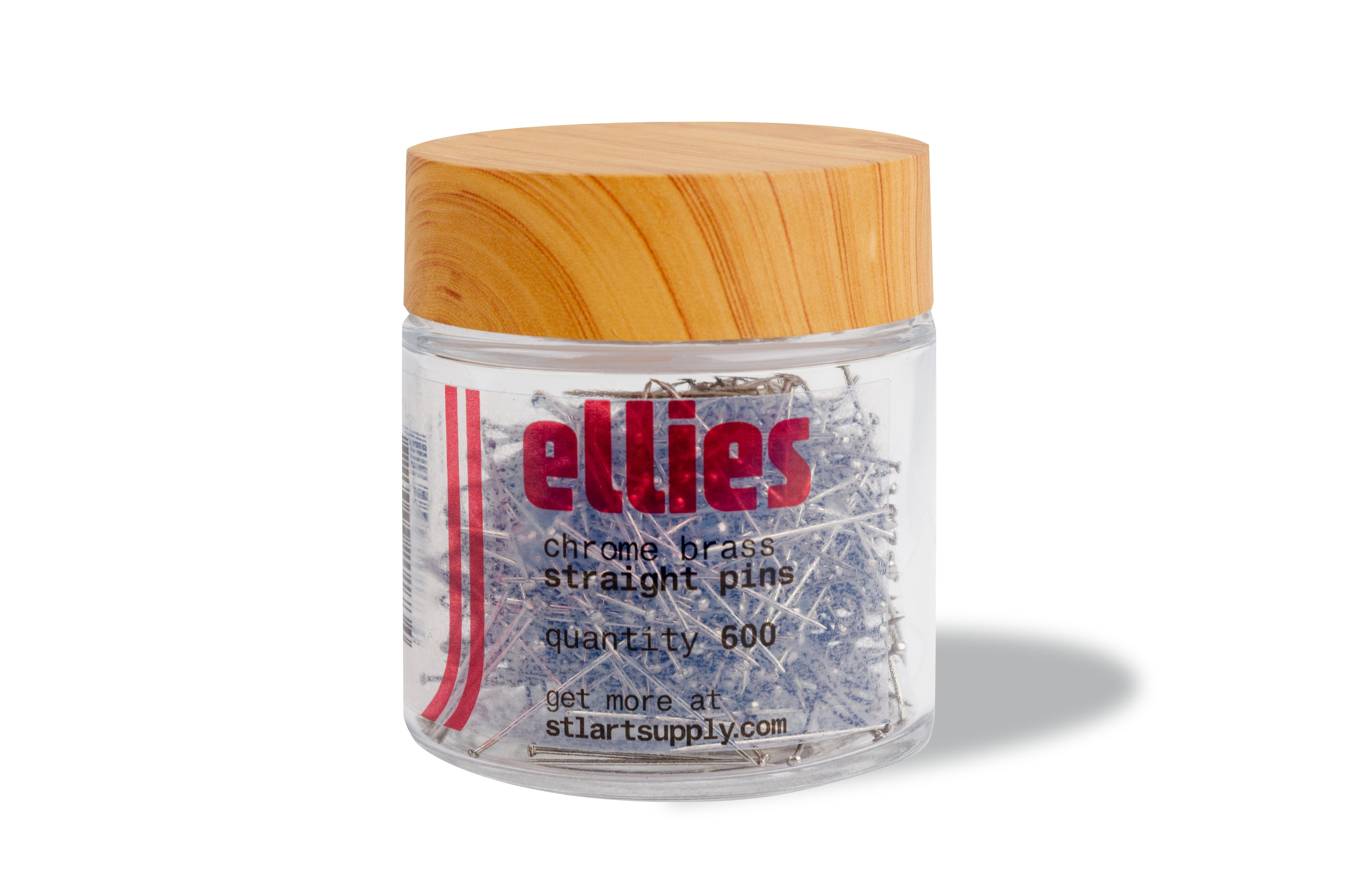 Chrome Brass Straight Pins, Jar of 600