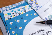Manymany Mixed Letter Paper & Envelopes, Blue Flowers