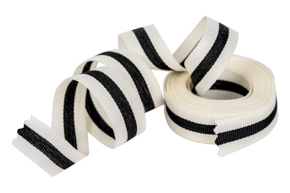 Striped Grosgrain Ribbon, Buff/Black