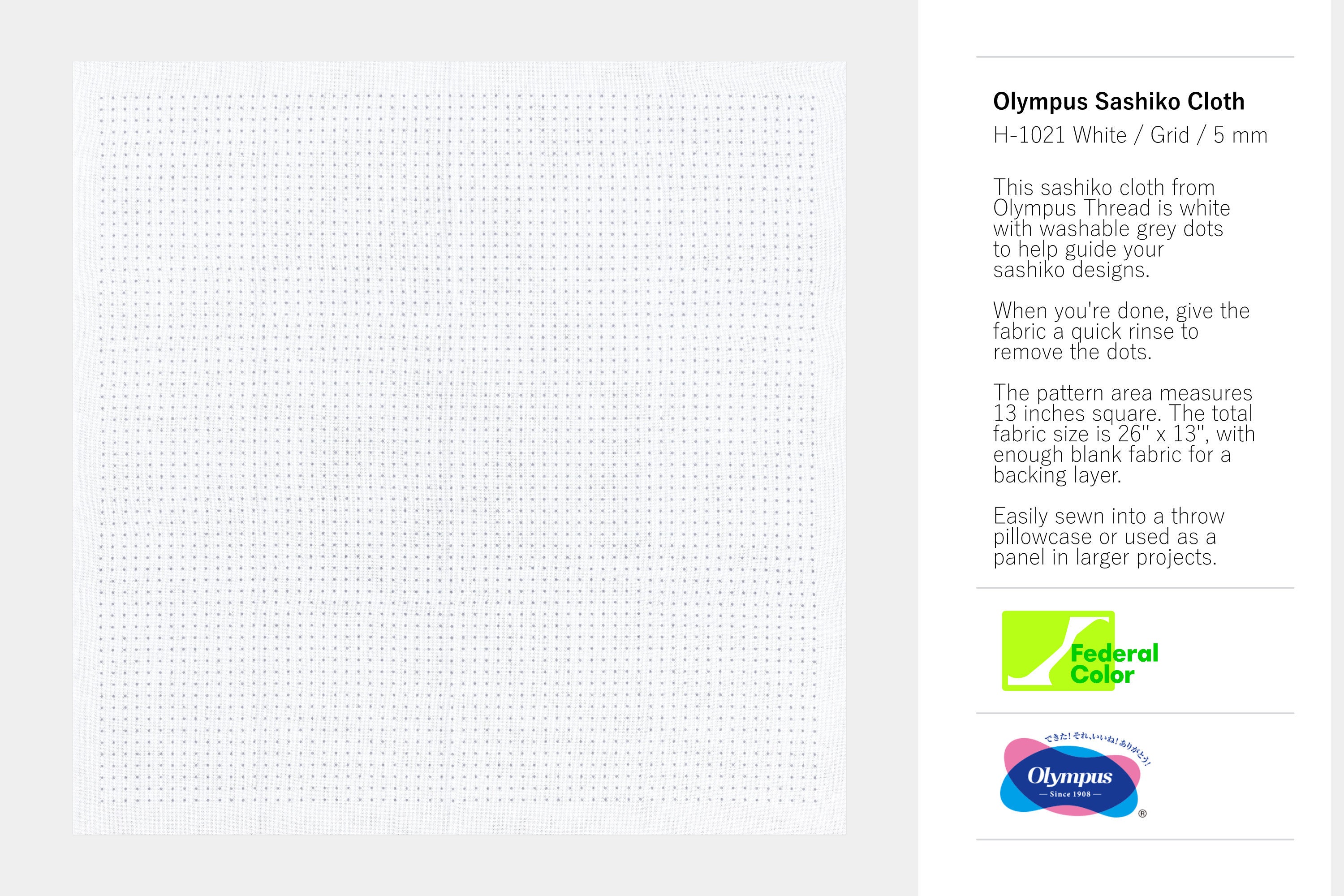 Olympus Sashiko Cloth, Water-Erasable Dot Grid