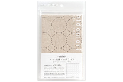 Sashiko Cloth with Disappearing Lines (Flax Beige/Circles)