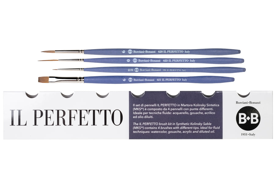 Il Perfetto Synthetic Kolinsky Brushes, Set of 4