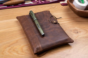 Handmade Leather Notebook Pouch, Cool Tones