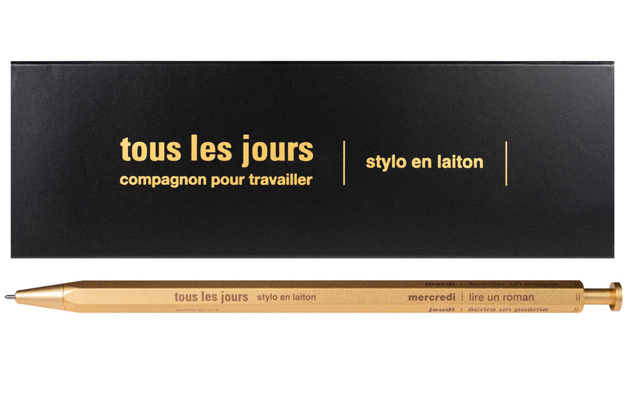 "Tous les jours" Brass Rollerball Pen, Gold