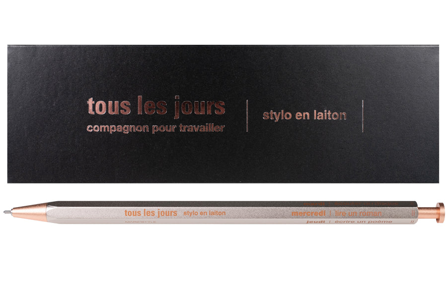 "Tous les jours" Brass Rollerball Pen, Silver