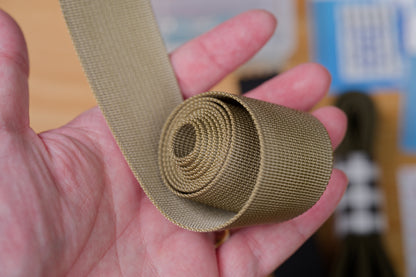 1.5" Nylon Webbing By The Yard, Tan