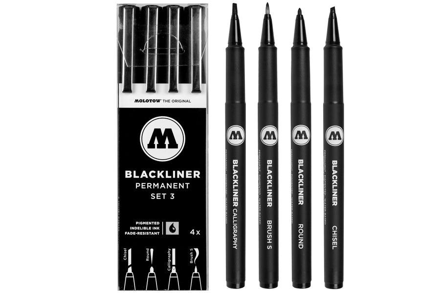 Molotow Blackliner Pigment Pens, Set of 4