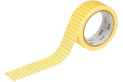 mt Washi Tape, 15 mm, Yellow Grid