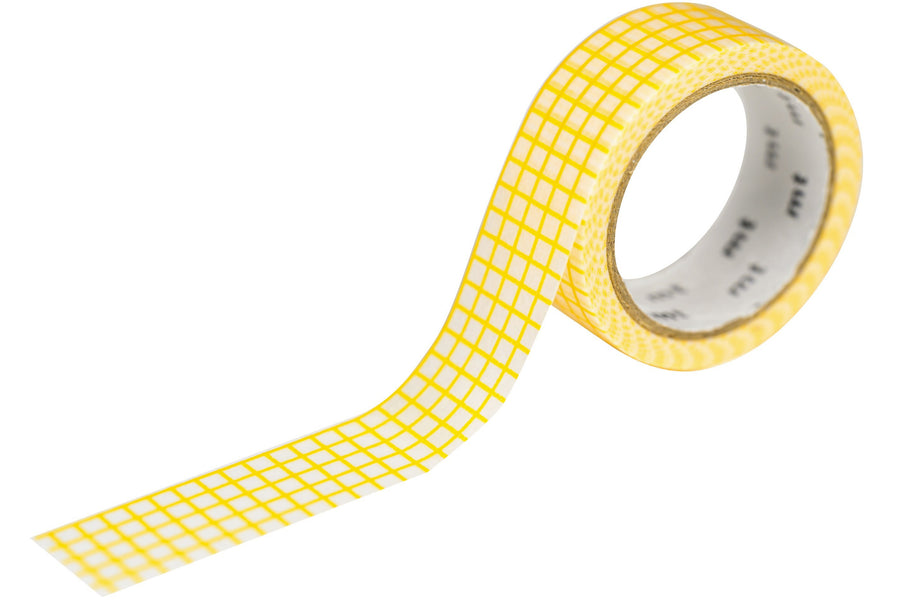 mt Washi Tape, 15 mm, Yellow Grid