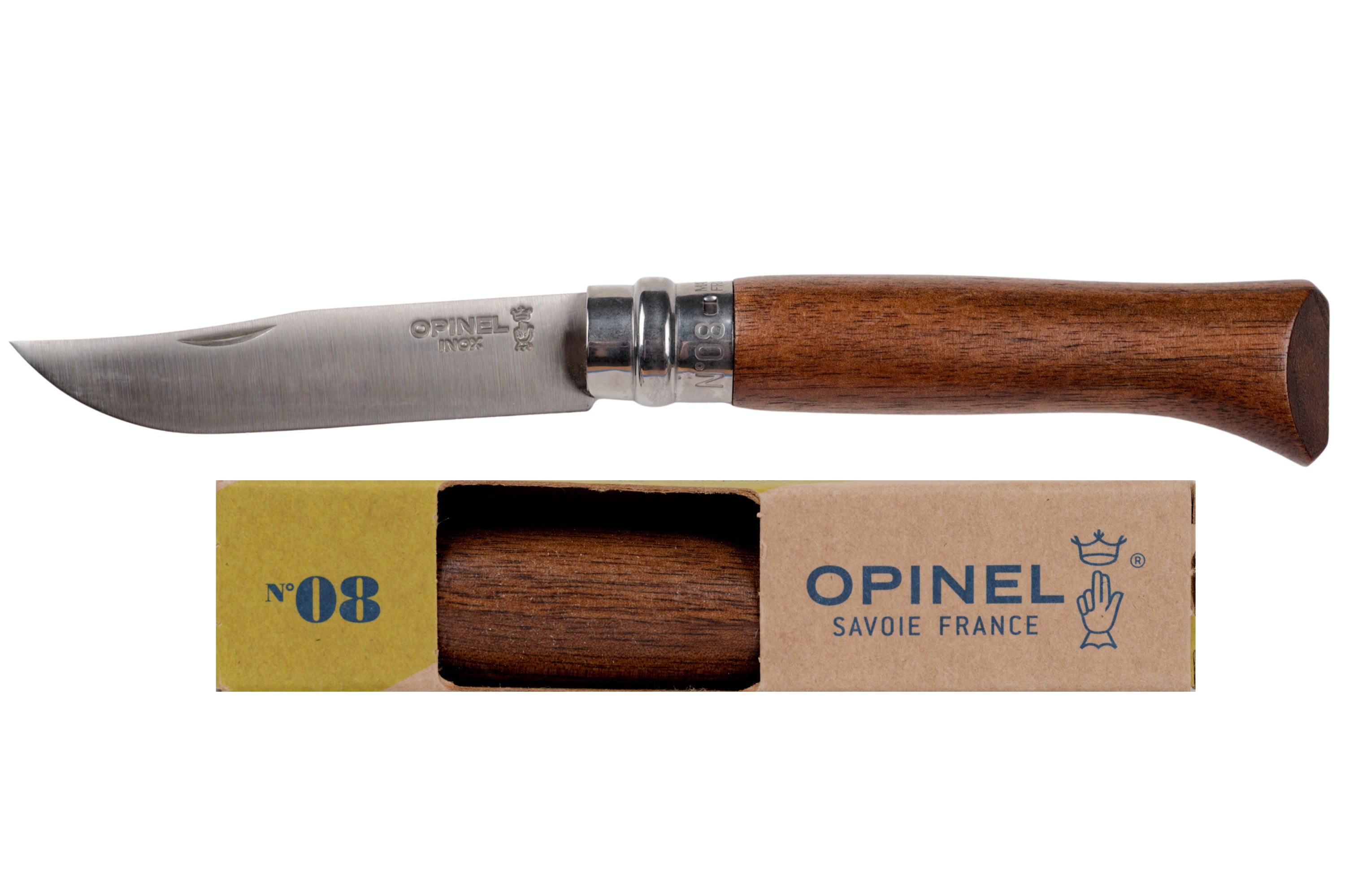 Opinel No. 08 Stainless Folding Knife, Walnut – St. Louis Art Supply