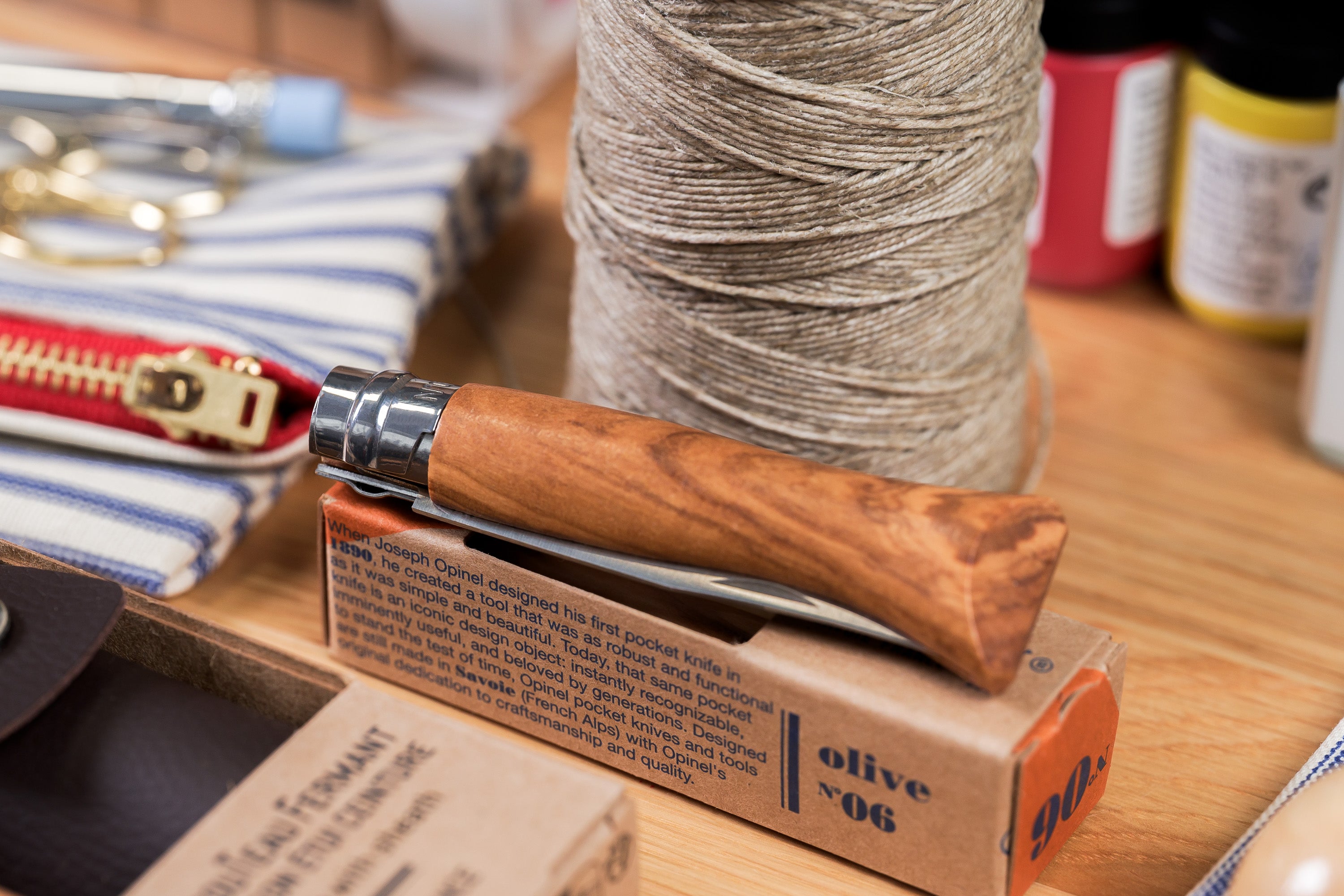 Opinel No. 06 Stainless Folding Knife, Olive Wood – St. Louis Art