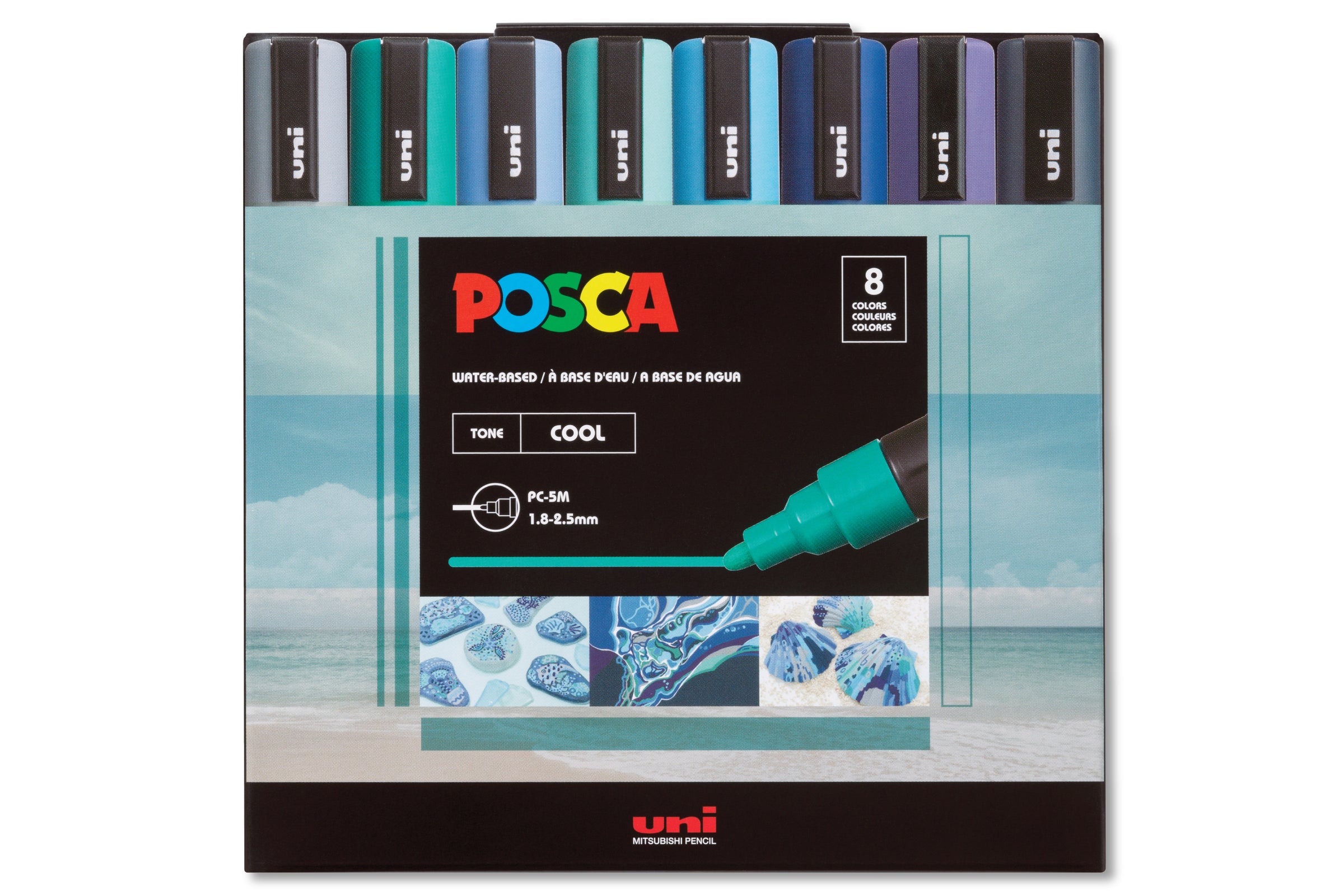 POSCA Medium PC-5M Art Paint Marker Pens Cool Tones Gift Set of 4 Drawing  Poster Coloring Colouring Markers Glass, Canvas, Wood Etc 