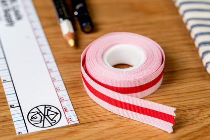 Striped Grosgrain Ribbon, Pink/Red