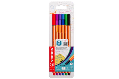 Point 88 Fineliner Pens, Classic Set of 6