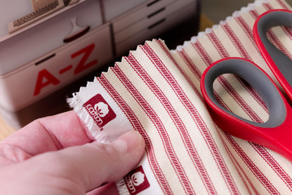 Cotton Ticking By The Yard, Red Stripe