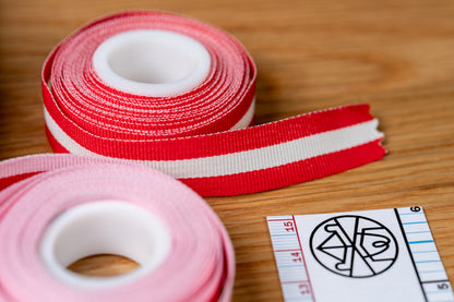 Striped Grosgrain Ribbon, Red/White