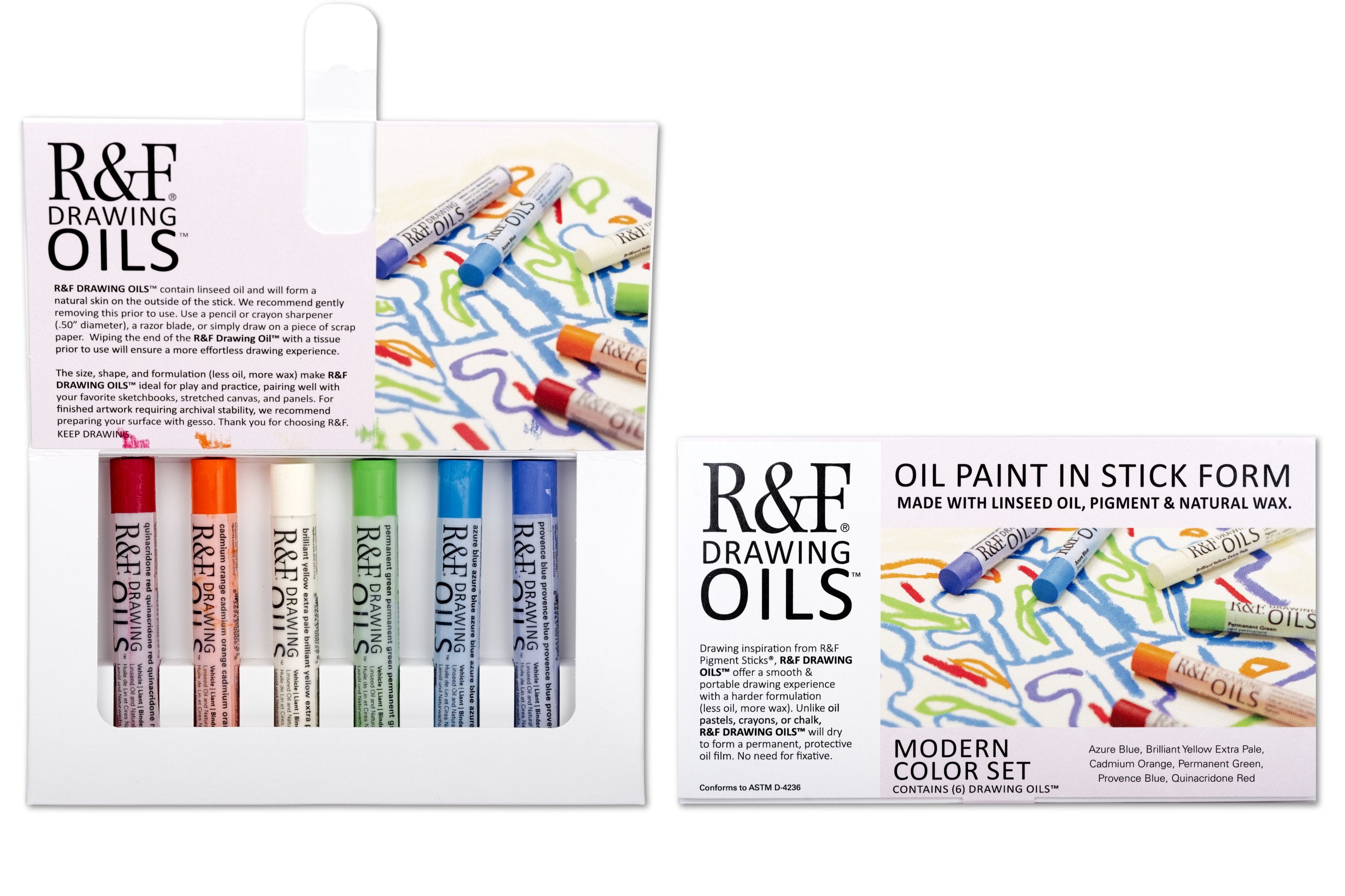 R&F Drawing Oils, Modern Set of 6