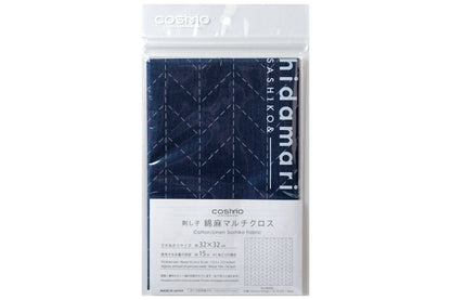 Sashiko Cloth with Disappearing Lines (Blue/Chevrons)