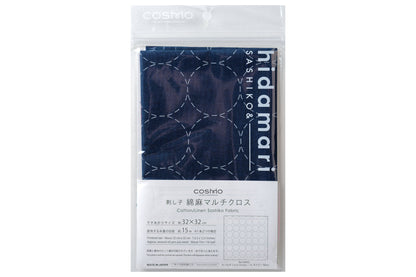 Sashiko Cloth with Disappearing Lines (Blue/Circles)